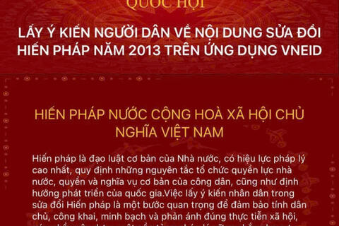 Hướng dẫn người dân thực hiện góp ý sửa đổi, bổ sung một số điều của Hiến pháp nước Cộng hòa xã hội chủ nghĩa Việt Nam năm 2013 trên ứng dụng VNeID